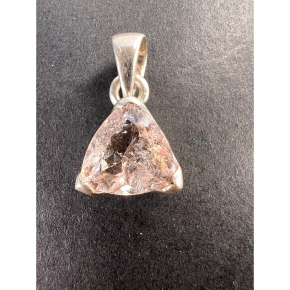 Vintage dead stock Morganite trillium gemstone sterling silver pendant 2.39 gram - Picture 1 of 11